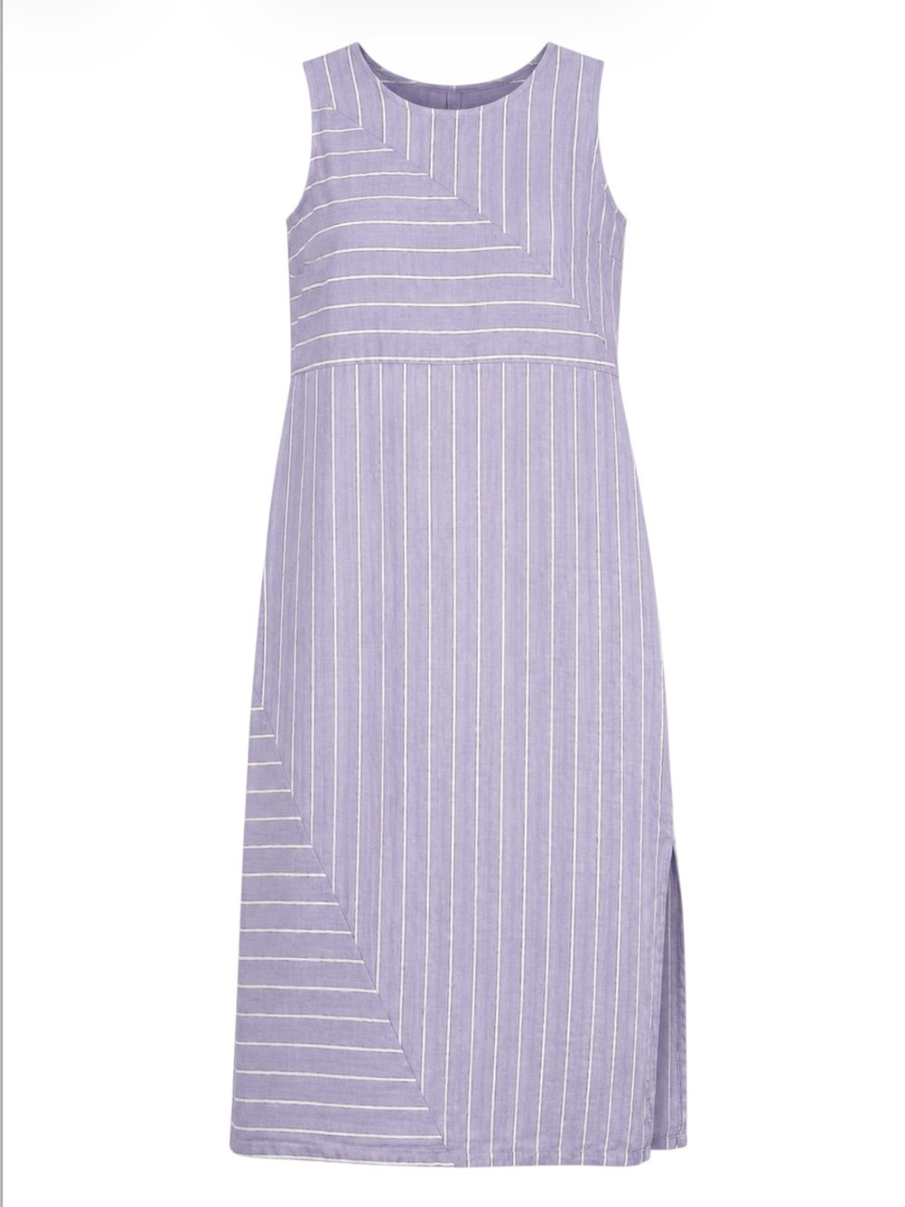 Vanessa Zani Linen Dress Small Violet Pinstripes Midi Lagenlook Coastal Italy
